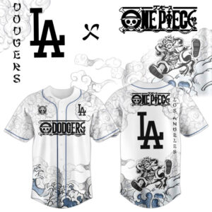 LA Dodgers One Piece Gear 5 Luffy Collaboration Baseball Jersey