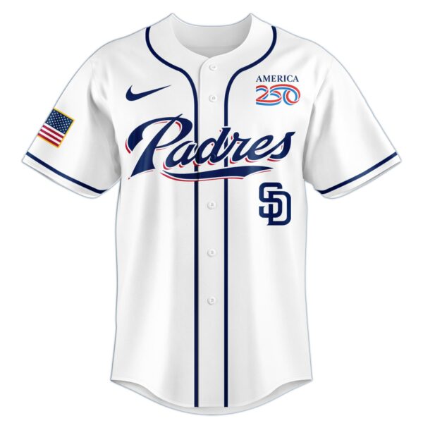 San Diego Padres United States of America 250th Anniversary Baseball Jersey - Detail View