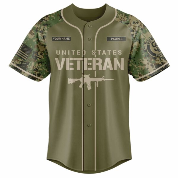 San Diego Padres Veterans Day Night Game Custom Baseball Jersey - Detail View