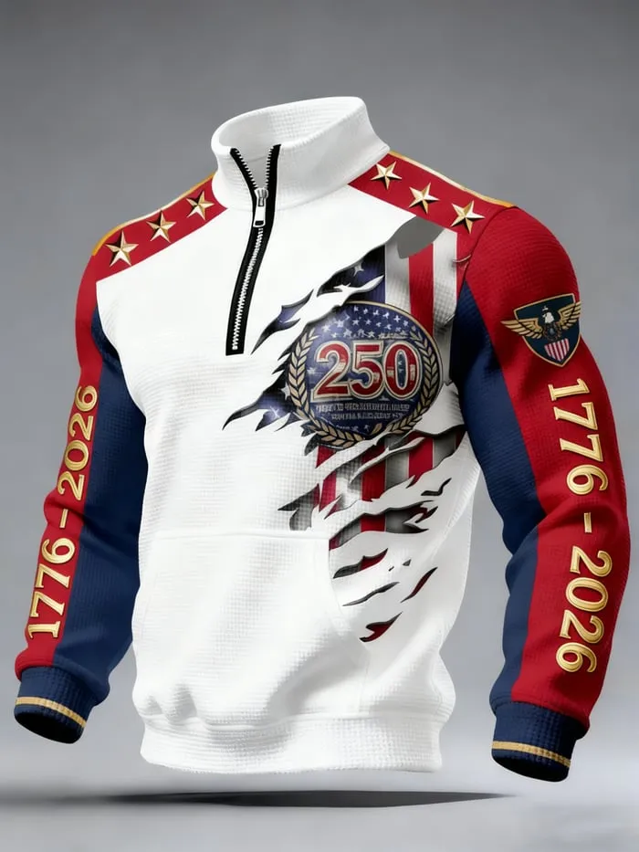 USA 250th Anniversary Semiquincentennial 1776-2026 Quarter Zip Pullover - Front View