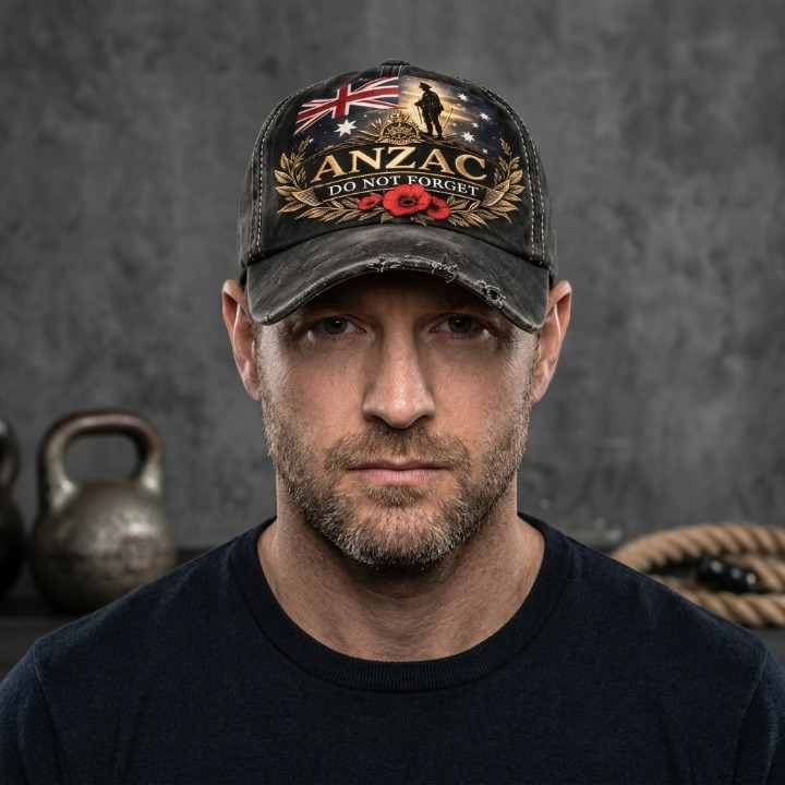ANZAC Do Not Forget Poppies Distressed Classic Cap - Detail View