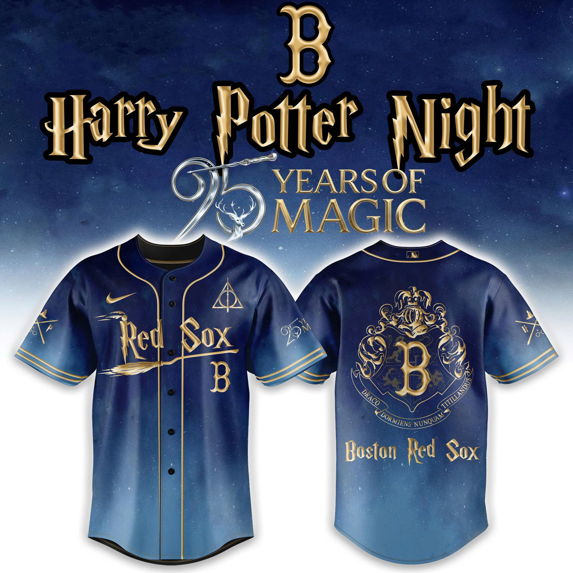 Boston Red Sox Harry Potter Night Baseball Jersey - Front View