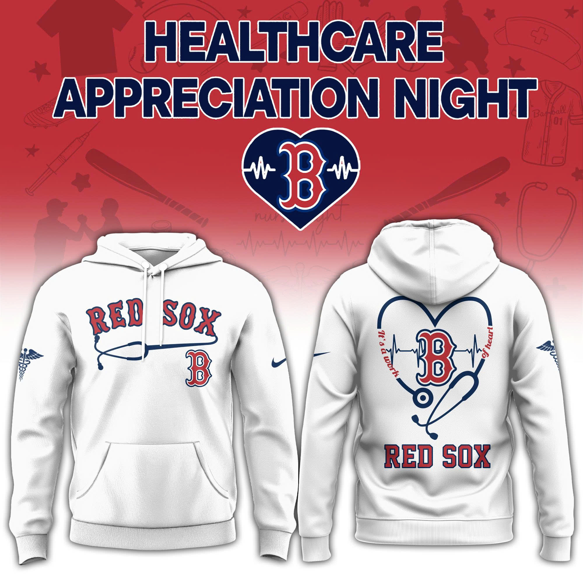 Boston Red Sox Healthcare Appreciation Night Hoodie - Front View