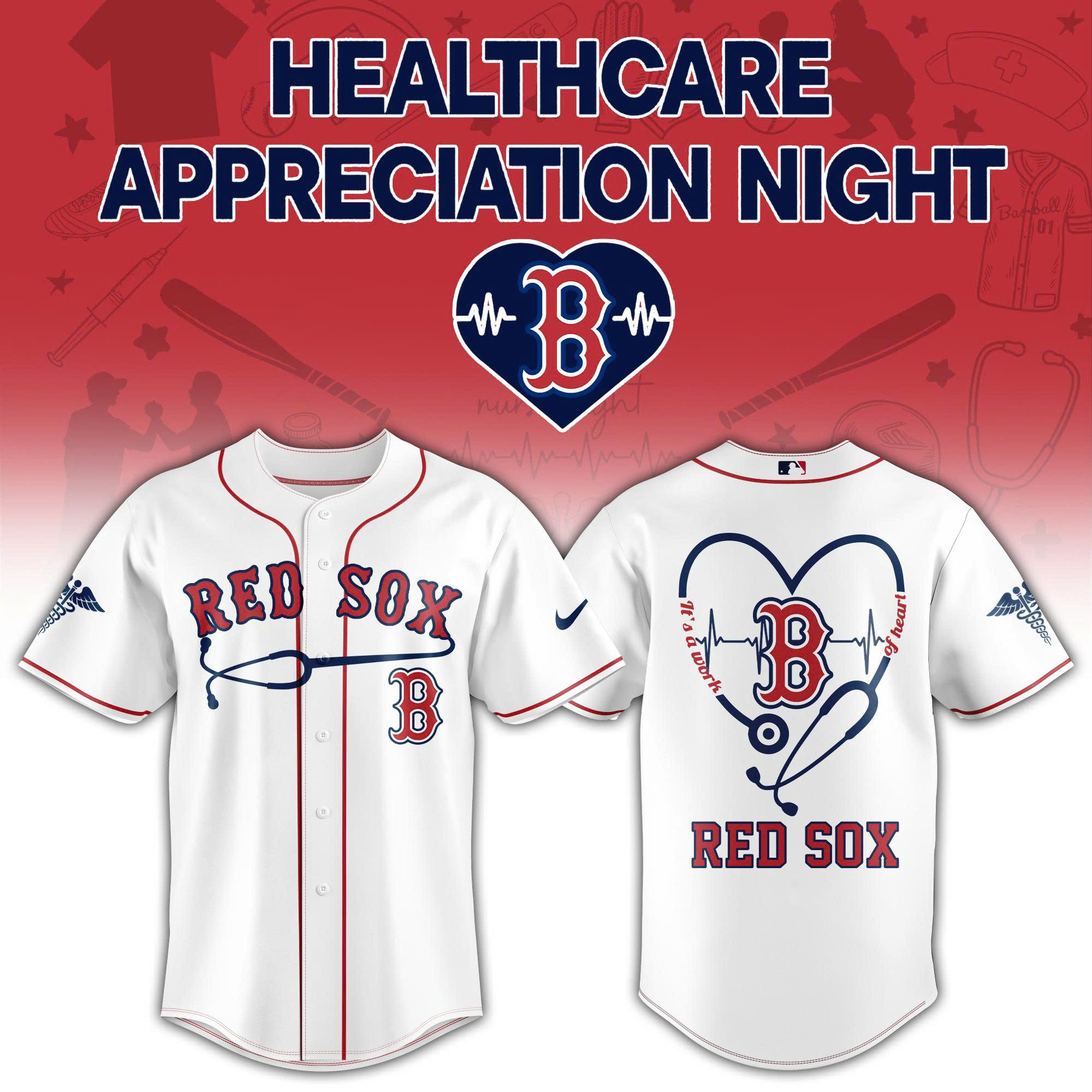Boston Red Sox Healthcare Appreciation Night Baseball Jersey - Front View