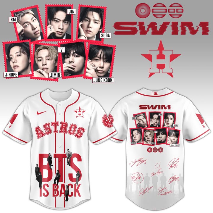 BTS x Houston Astros Is Back Signed Baseball Jersey - Front View