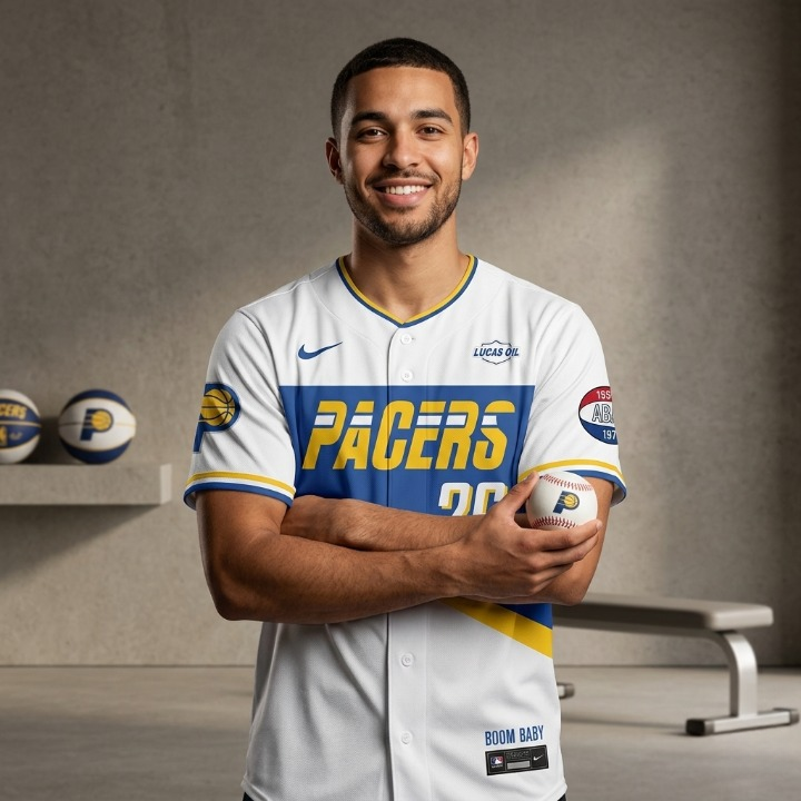 Indiana Pacers Custom Boom Baby Baseball Jersey - Detail View