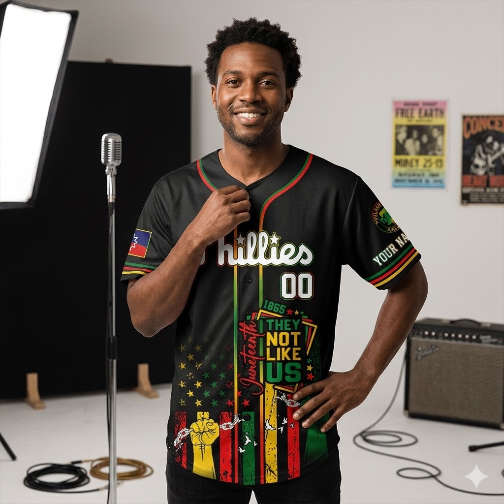 Philadelphia Phillies Juneteenth Freedom Day Baseball Jersey - Detail View