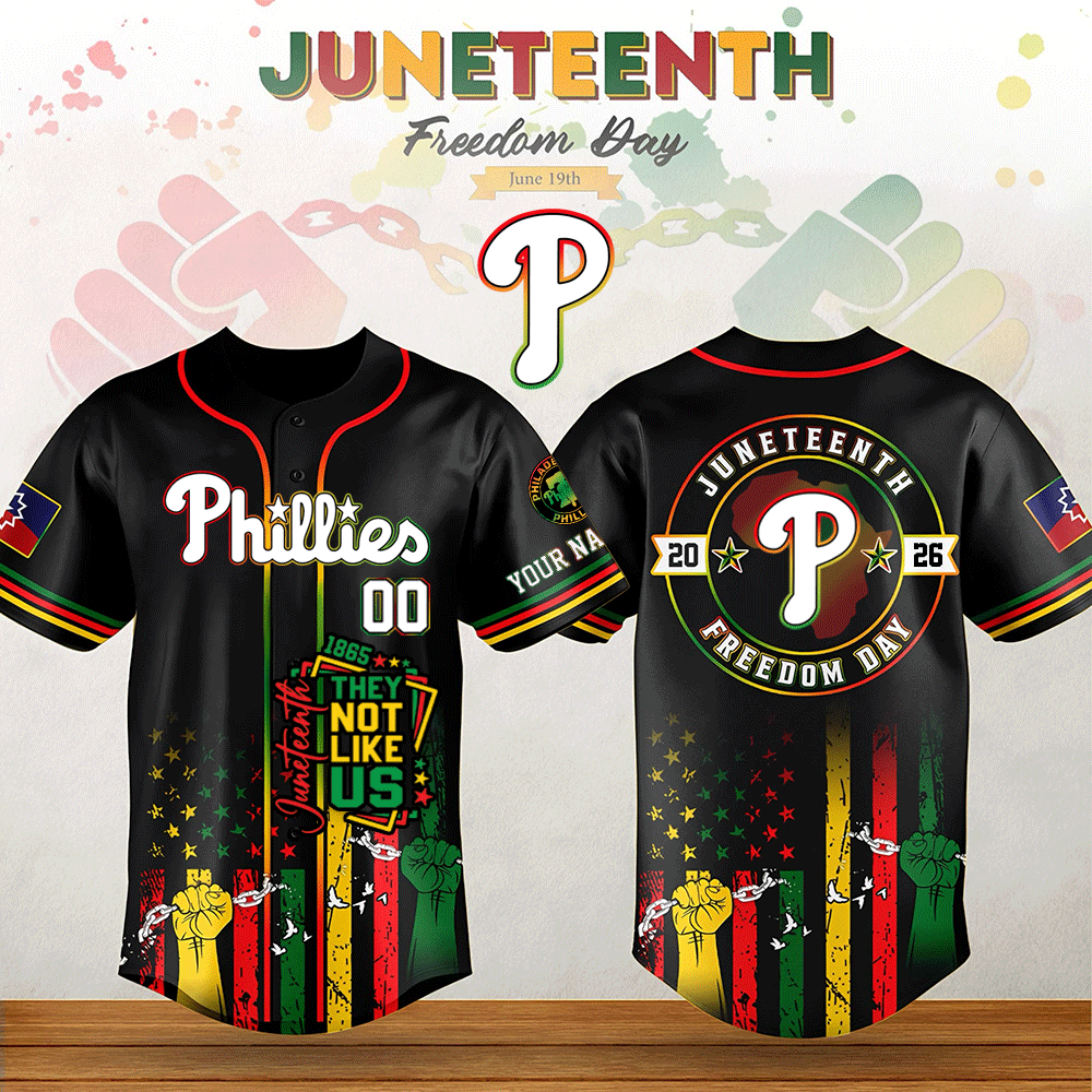 Philadelphia Phillies Juneteenth Freedom Day Baseball Jersey - Front View