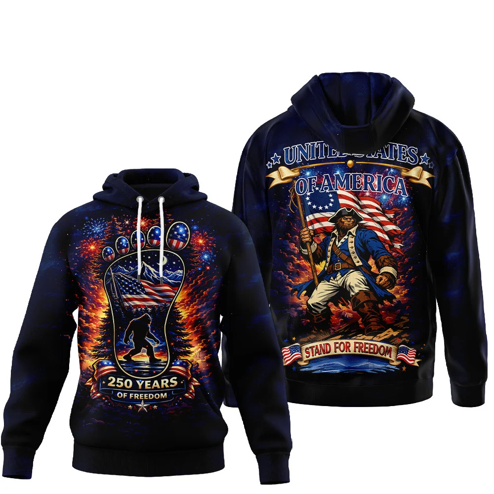 Bigfoot 250 Years Of Freedom American Patriot Hoodie - Front View