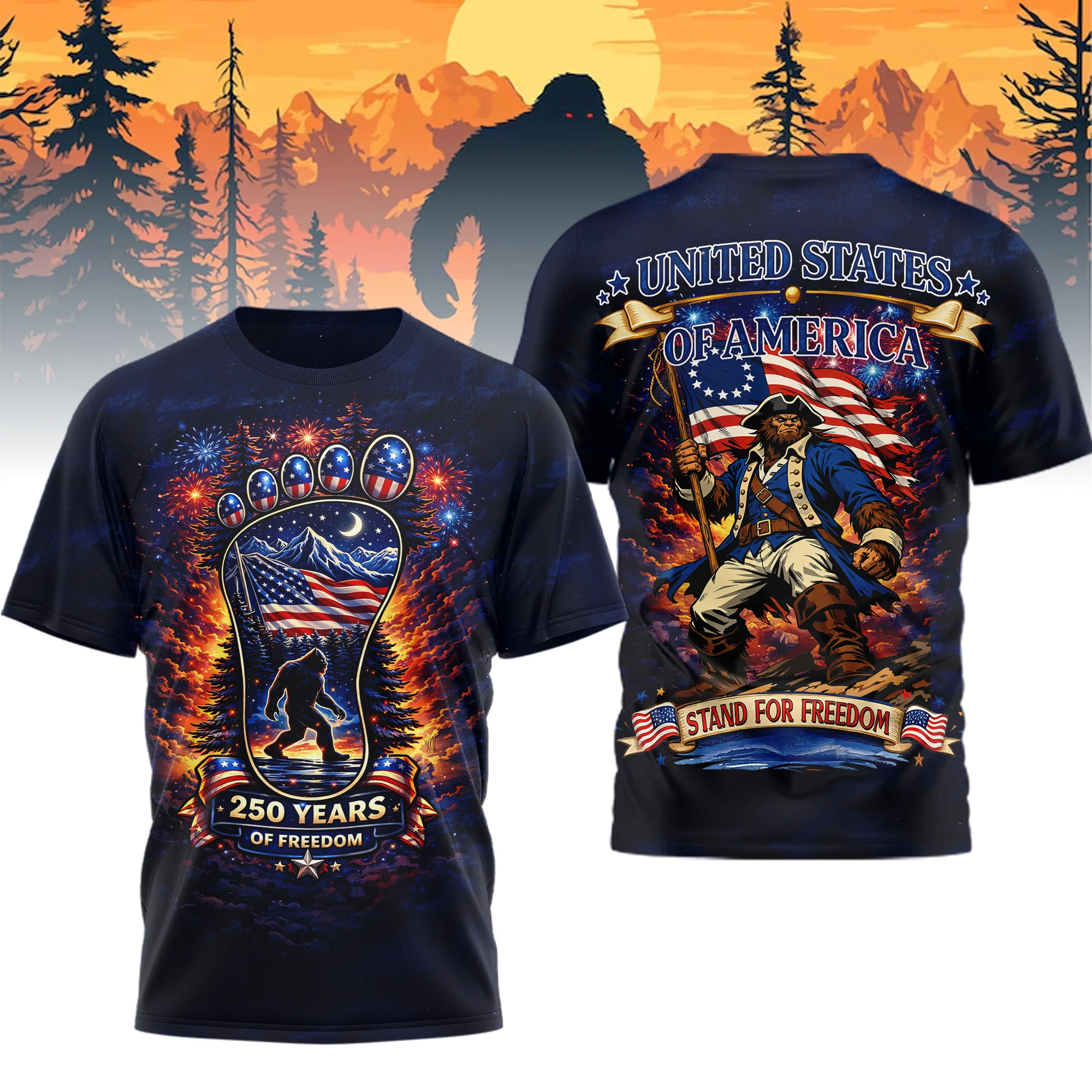 Bigfoot 250 Years Of Freedom T-Shirt - Front View