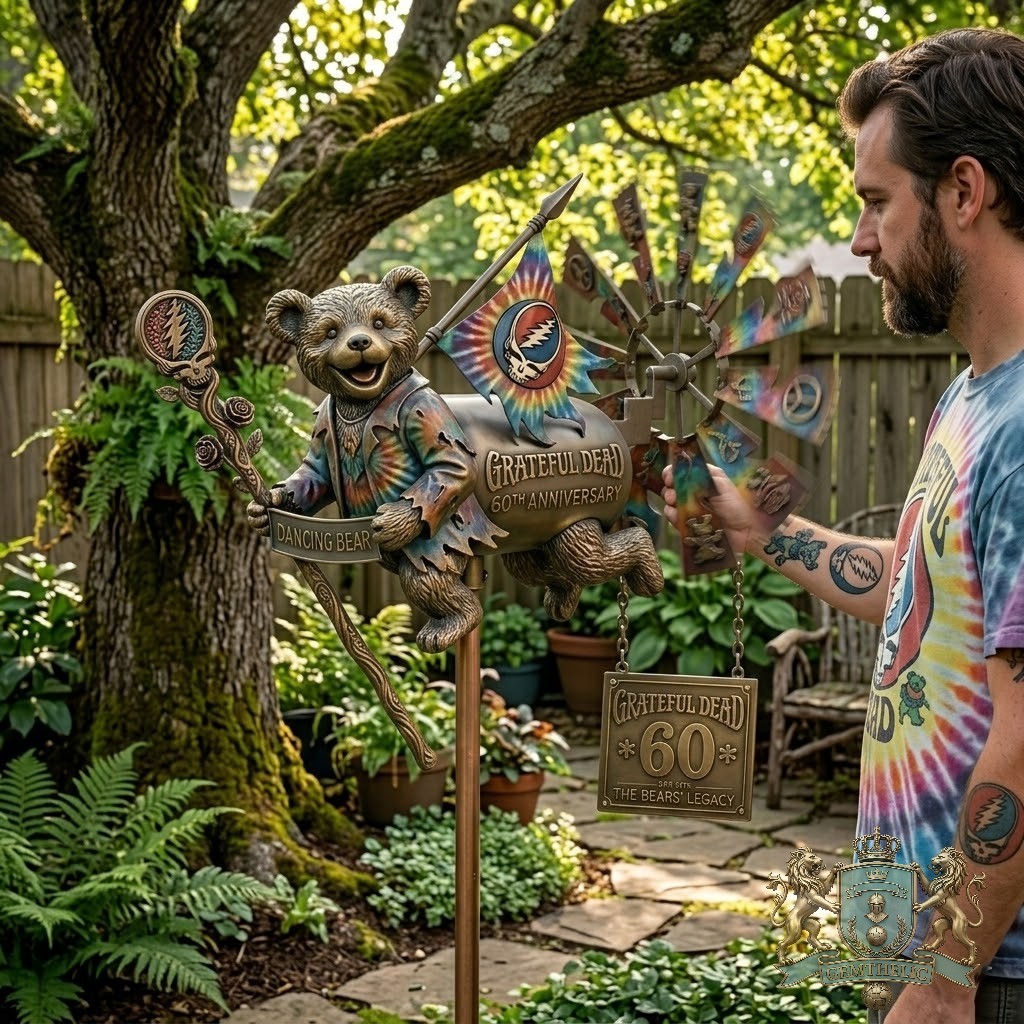 Grateful Dead 60th Anniversary Dancing Bear Wind Spinner - Detail View