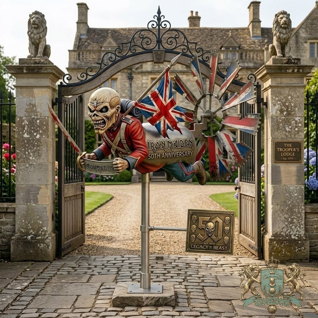 Iron Maiden 50th Anniversary The Trooper Wind Spinner - Detail View
