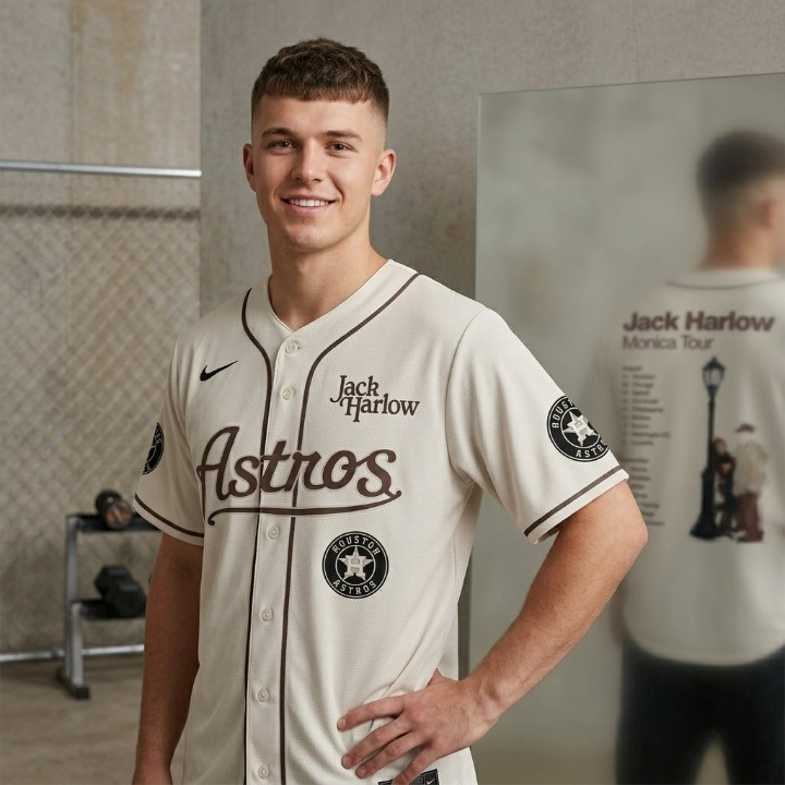 Jack Harlow Monica Tour Houston Astros Baseball Jersey - Detail View