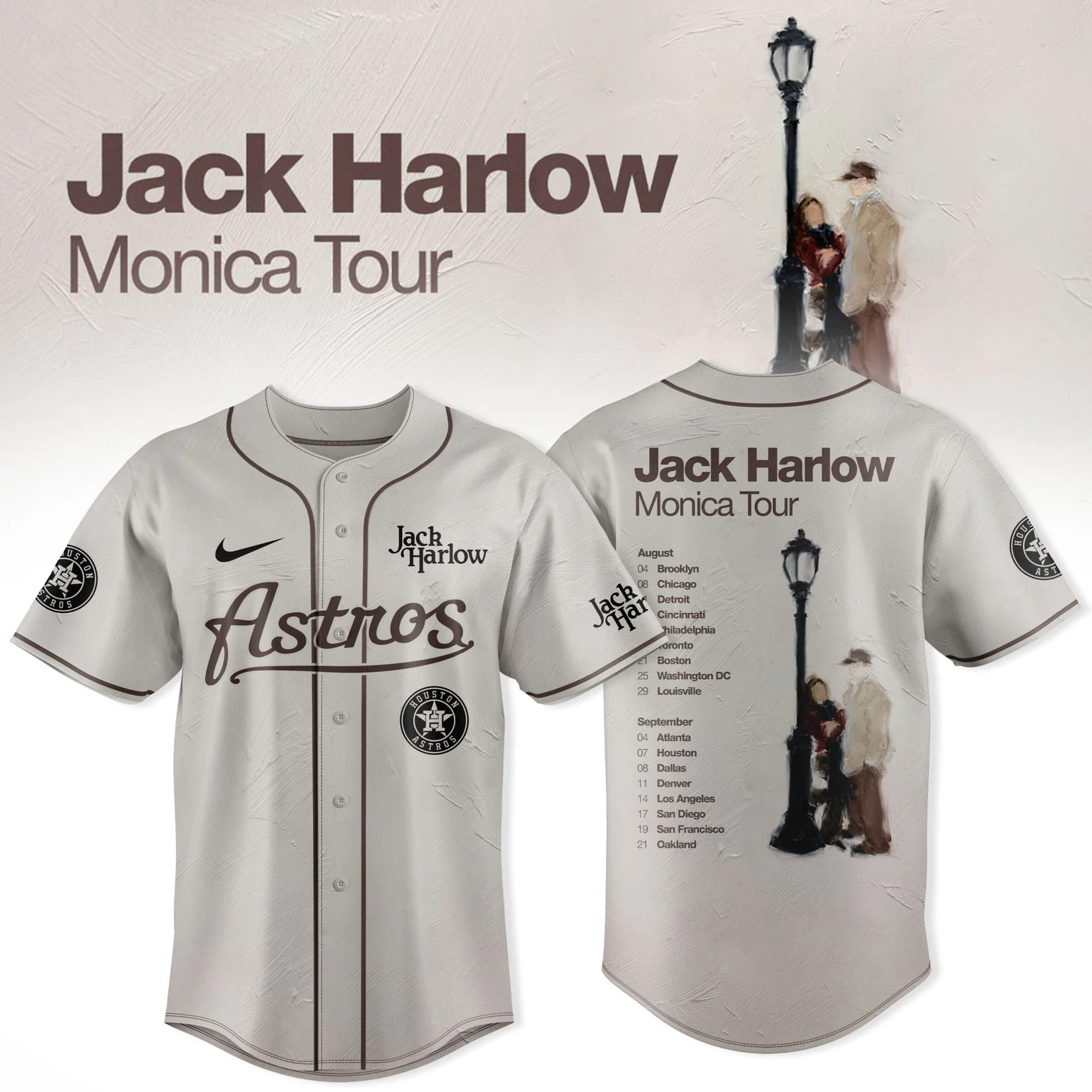 Jack Harlow Monica Tour Houston Astros Baseball Jersey - Front View