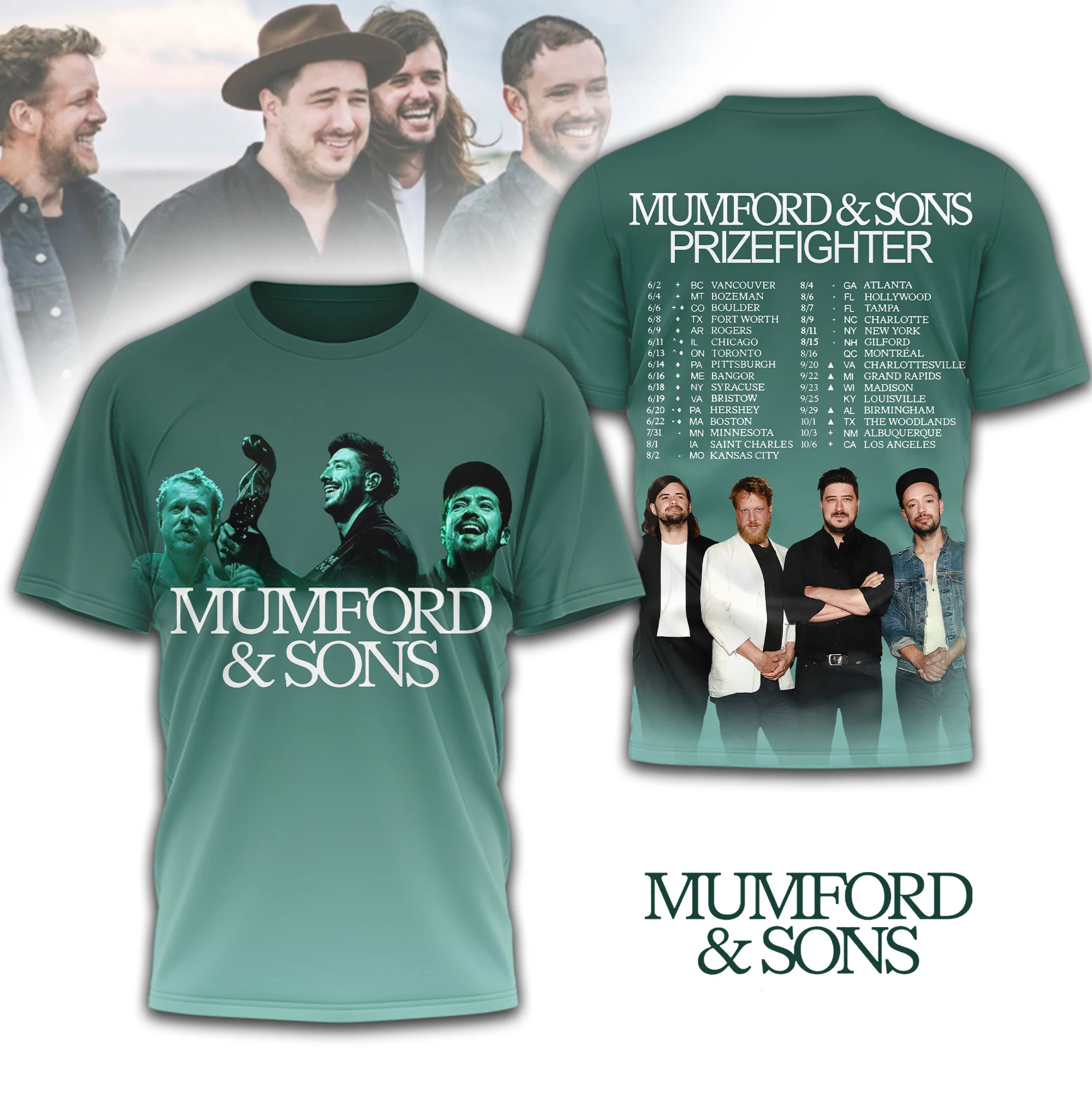 Mumford & Sons Prizefighter Tour T-Shirt - Front View