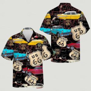 Custom Face and Pet Photo Route 66 Road Trip Hawaiian Shirt