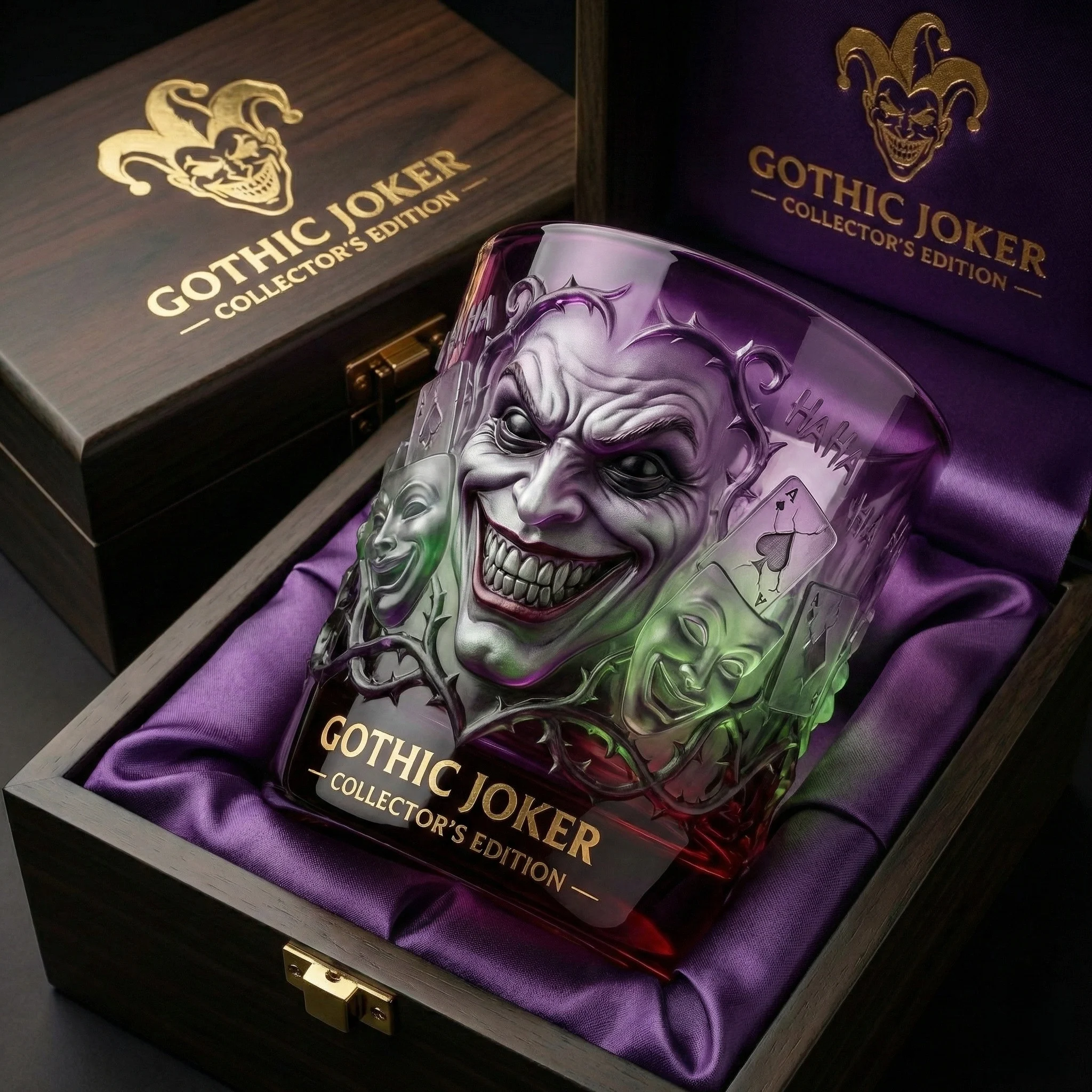 Gothic Joker Collector's Edition Whiskey Glass - Front View