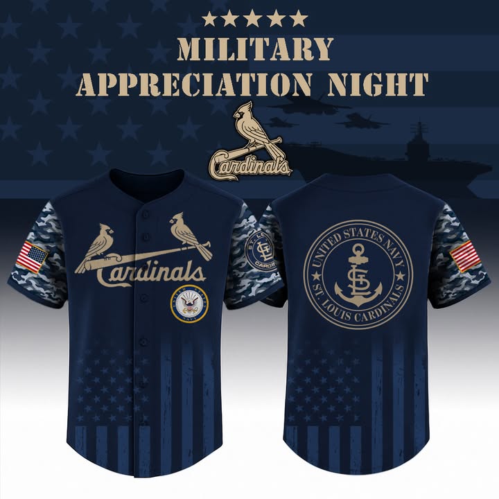 St. Louis Cardinals Military Appreciation Night United States Navy Baseball Jersey - Front View