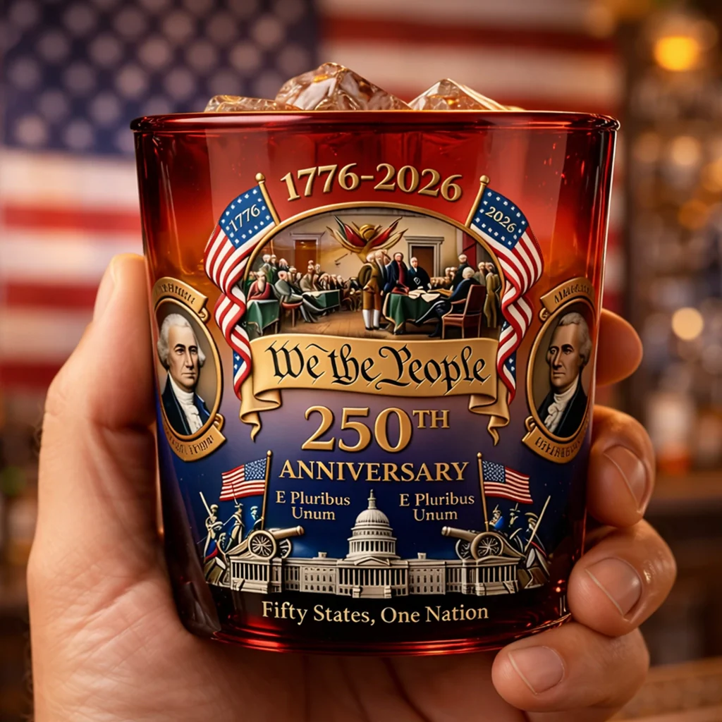 USA 250th Anniversary 1776-2026 We The People Whiskey Glass - Detail View