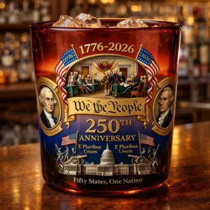 USA 250th Anniversary 1776-2026 We The People Whiskey Glass