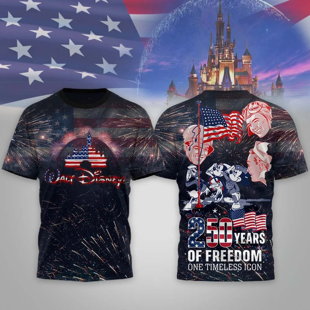 Walt Disney 250 Years Of Freedom American Flag T-Shirt - Front View