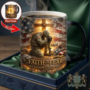American Soldier Faith Over Fear Personalized Mug