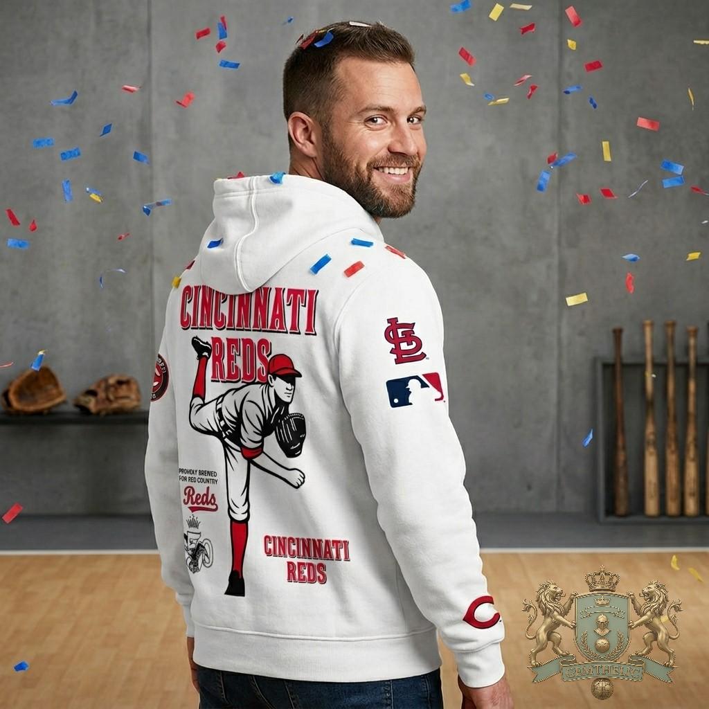 Cincinnati Reds Budweiser 150 Years Birth Place Of America Hoodie - Detail View