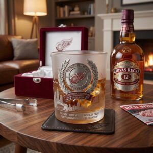 Detroit Red Wings 100th Anniversary Centennial Celebration Whiskey Glass