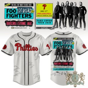 Foo Fighters Take Cover Tour 2026 Philadelphia Phillies Baseball Jersey