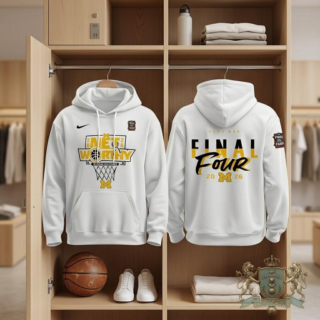 Michigan Wolverines 2026 NCAA Men's Final Four Indianapolis Net Worthy Hoodie - Detail View