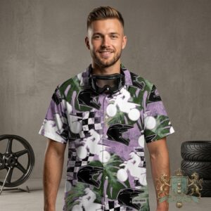 Motocross Tropical Checkered Flag Hawaiian Shirt