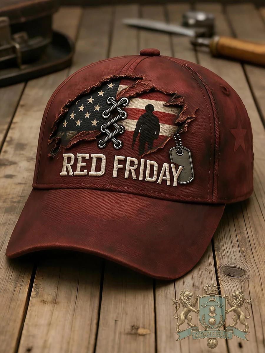 US Soldier RED Friday American Baseball Cap - Front View