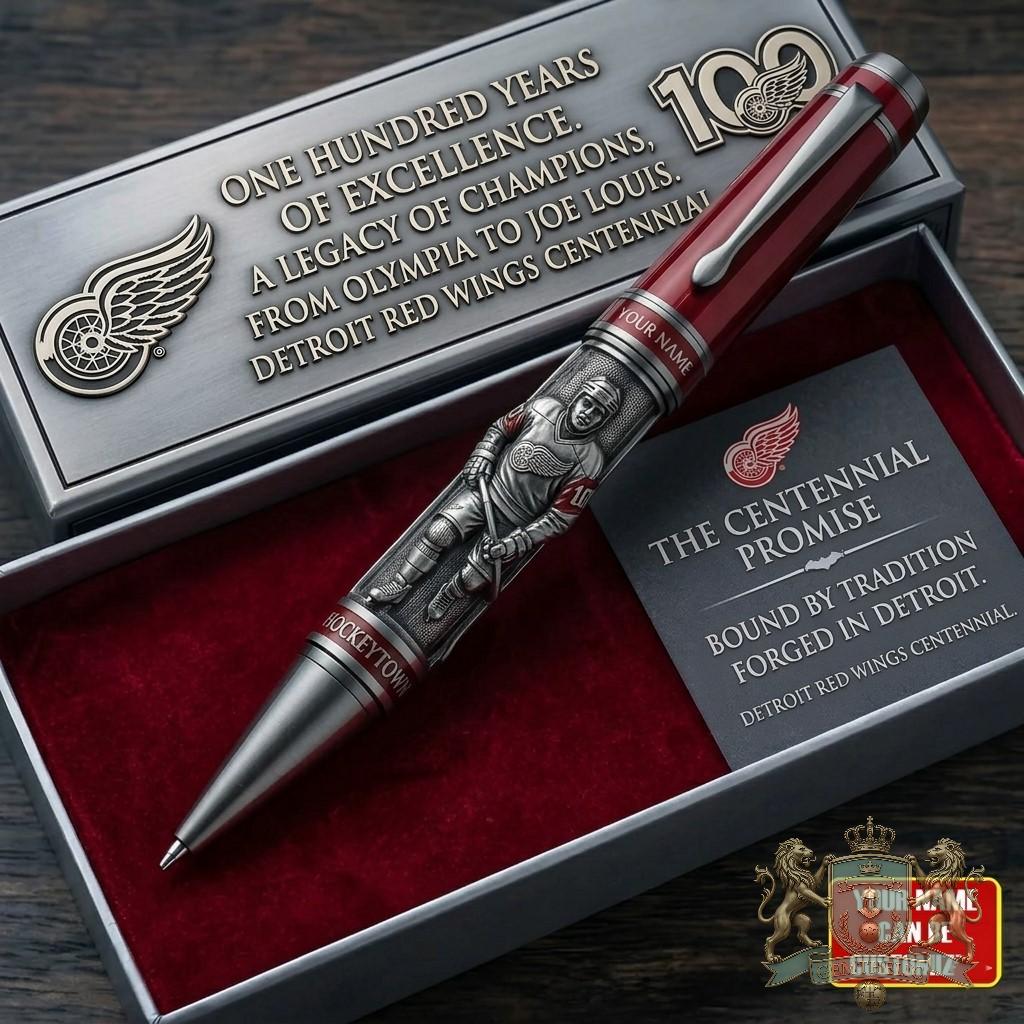 Detroit Red Wings 100th Anniversary Centennial Hockeytown Pen - Front View