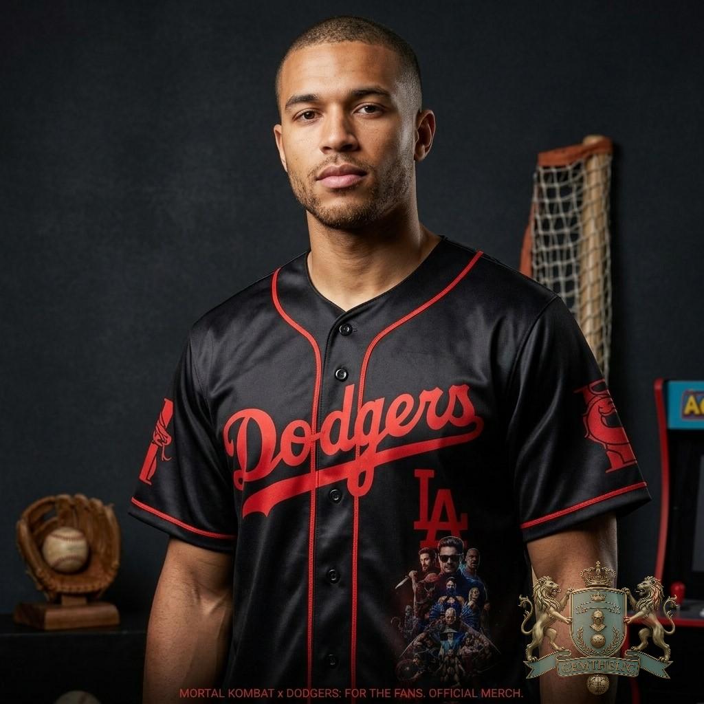Los Angeles Dodgers Mortal Kombat II Baseball Jersey - Detail View