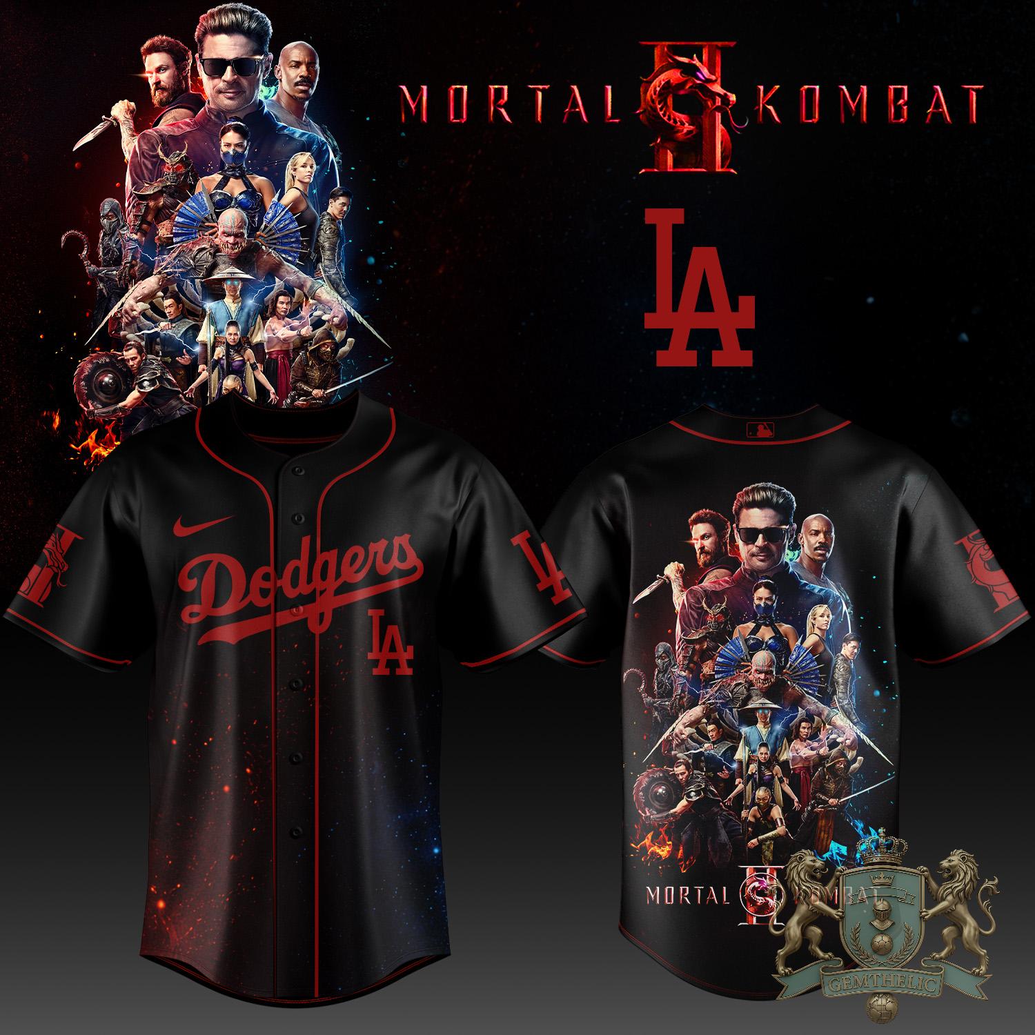 Los Angeles Dodgers Mortal Kombat II Baseball Jersey - Front View