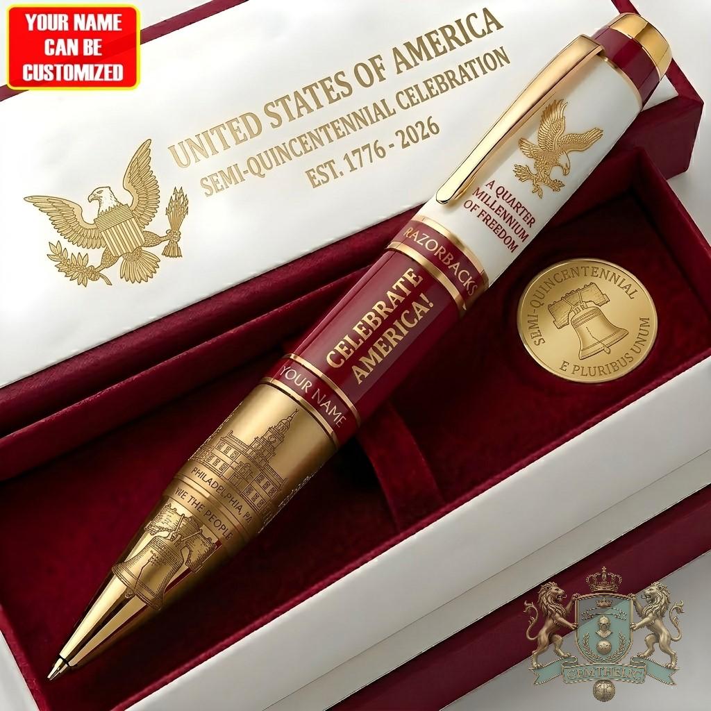 Razorbacks Semi-Quincentennial Celebration 1776-2026 Personalized Pen - Front View