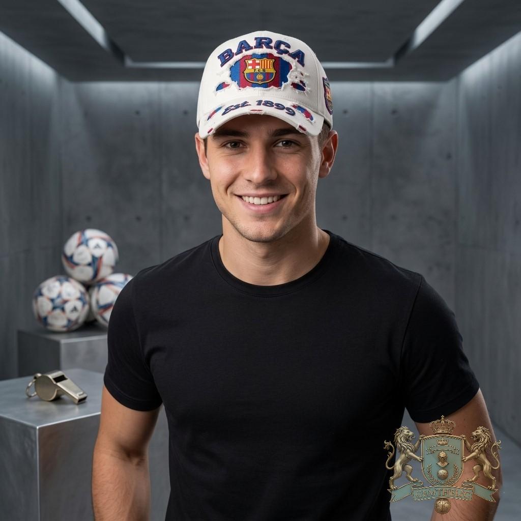 FC Barcelona Barça Est. 1899 Distressed Baseball Cap - Detail View