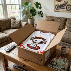 Snoopy Harley-Davidson Flames Motorbike 3D T-Shirt