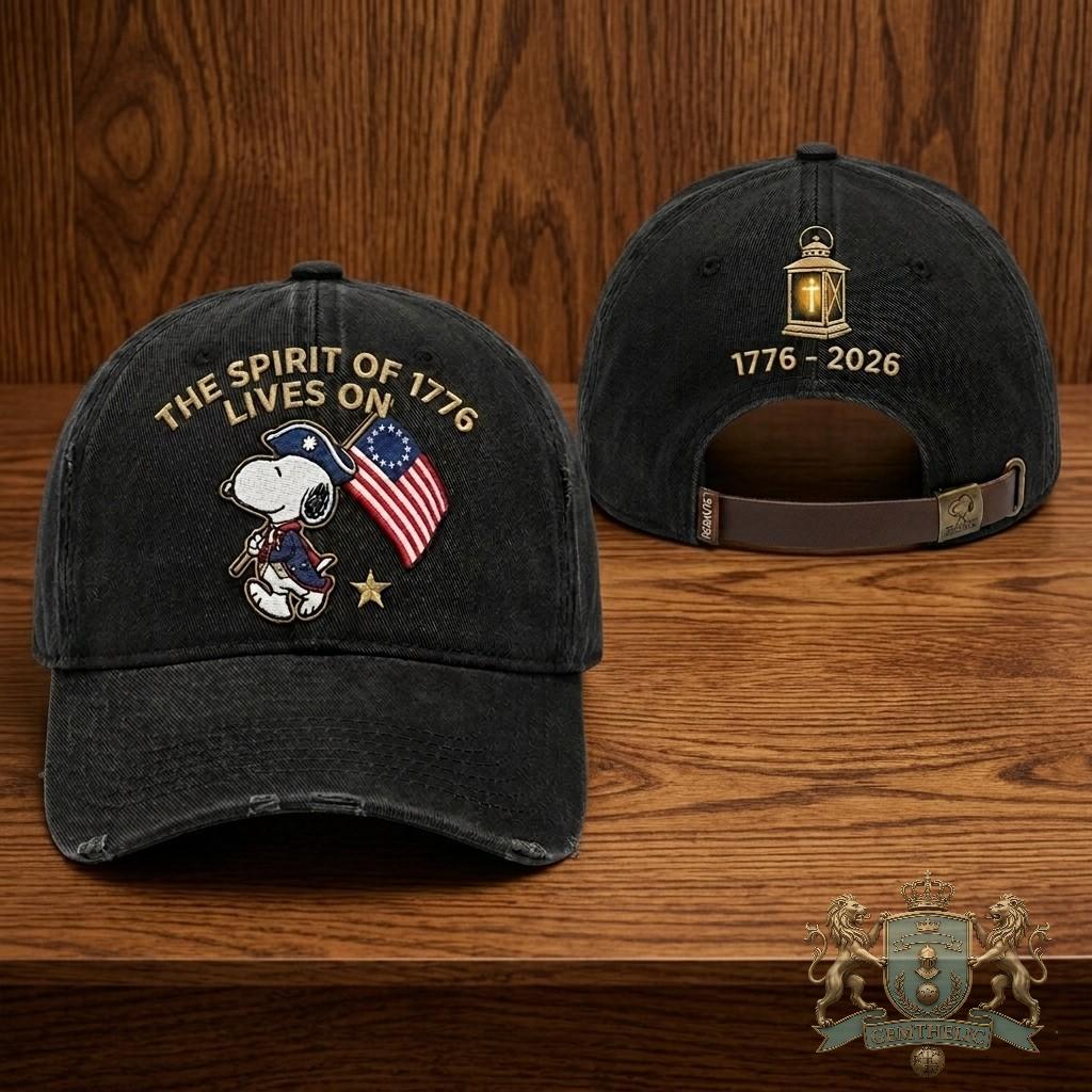 Snoopy Spirit of 1776 250th Anniversary 1776-2026 Distressed Dad Hat - Front View