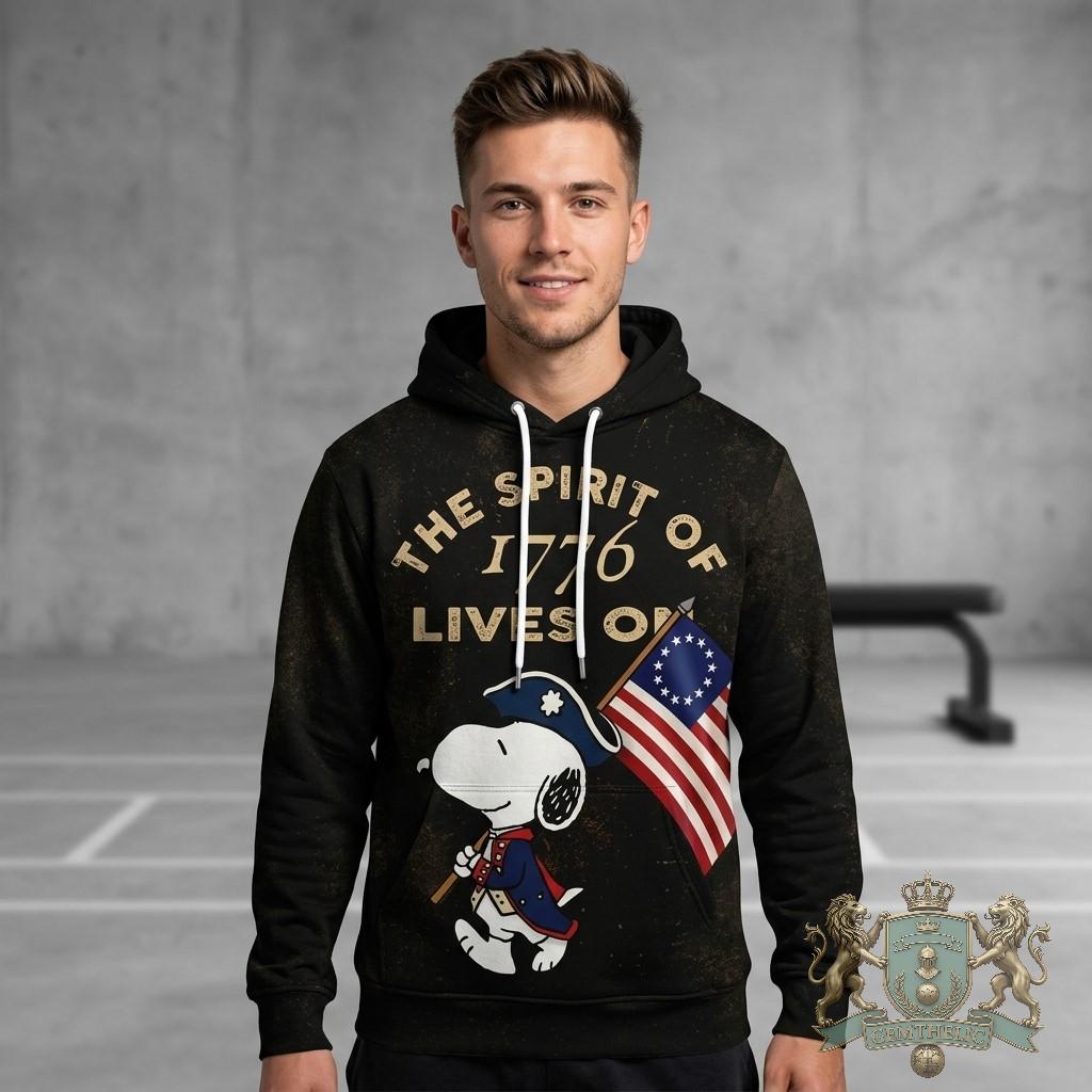 Snoopy The Spirit Of 1776 250th Anniversary Hoodie - Detail View