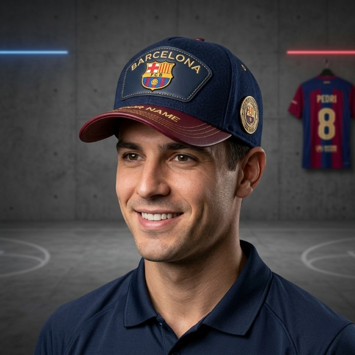 FC Barcelona Personalized Name Baseball Cap - Front View