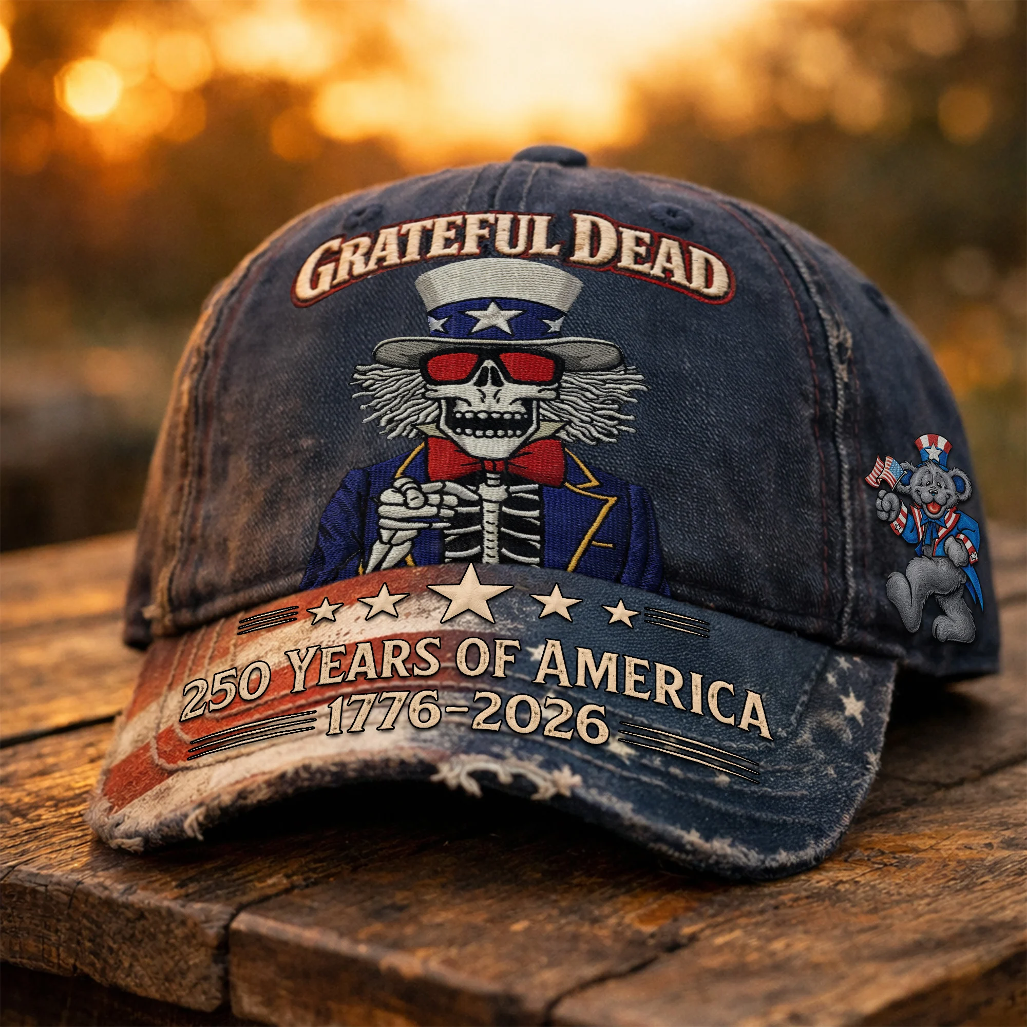 Grateful Dead Uncle Sam Patriotic 250th Anniversary 1776–2026 Cap - Front View