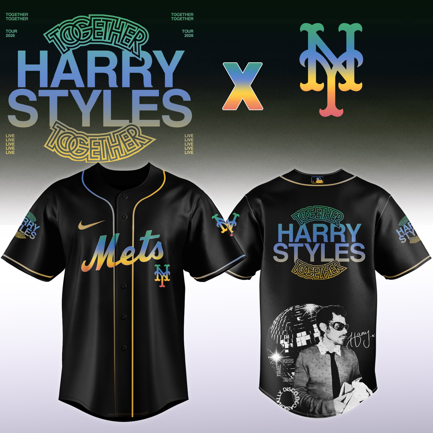 Harry Styles x New York Mets Together Tour 2026 Baseball Jersey - Front View