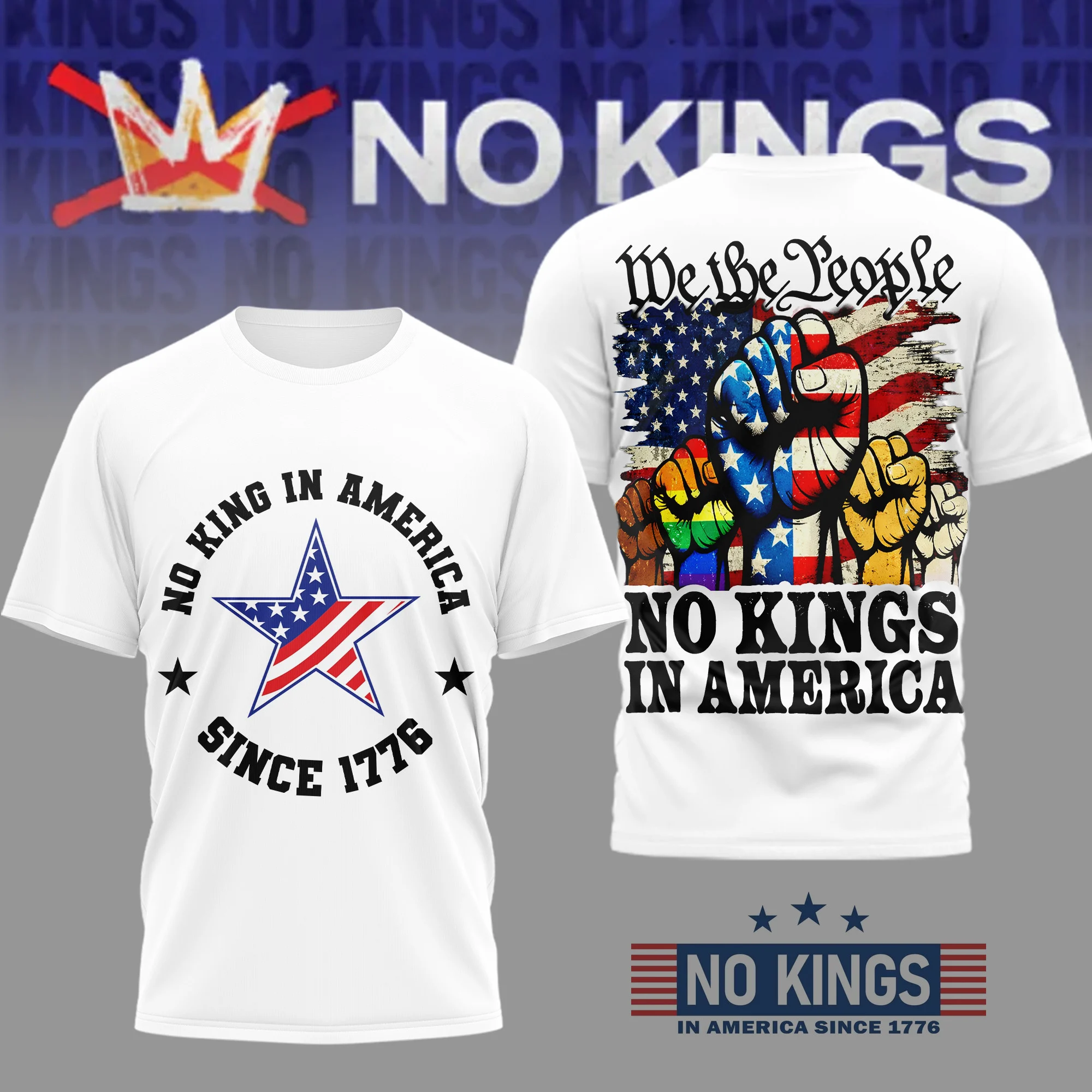 No Kings In America We The People Since 1776 T-Shirt - Front View