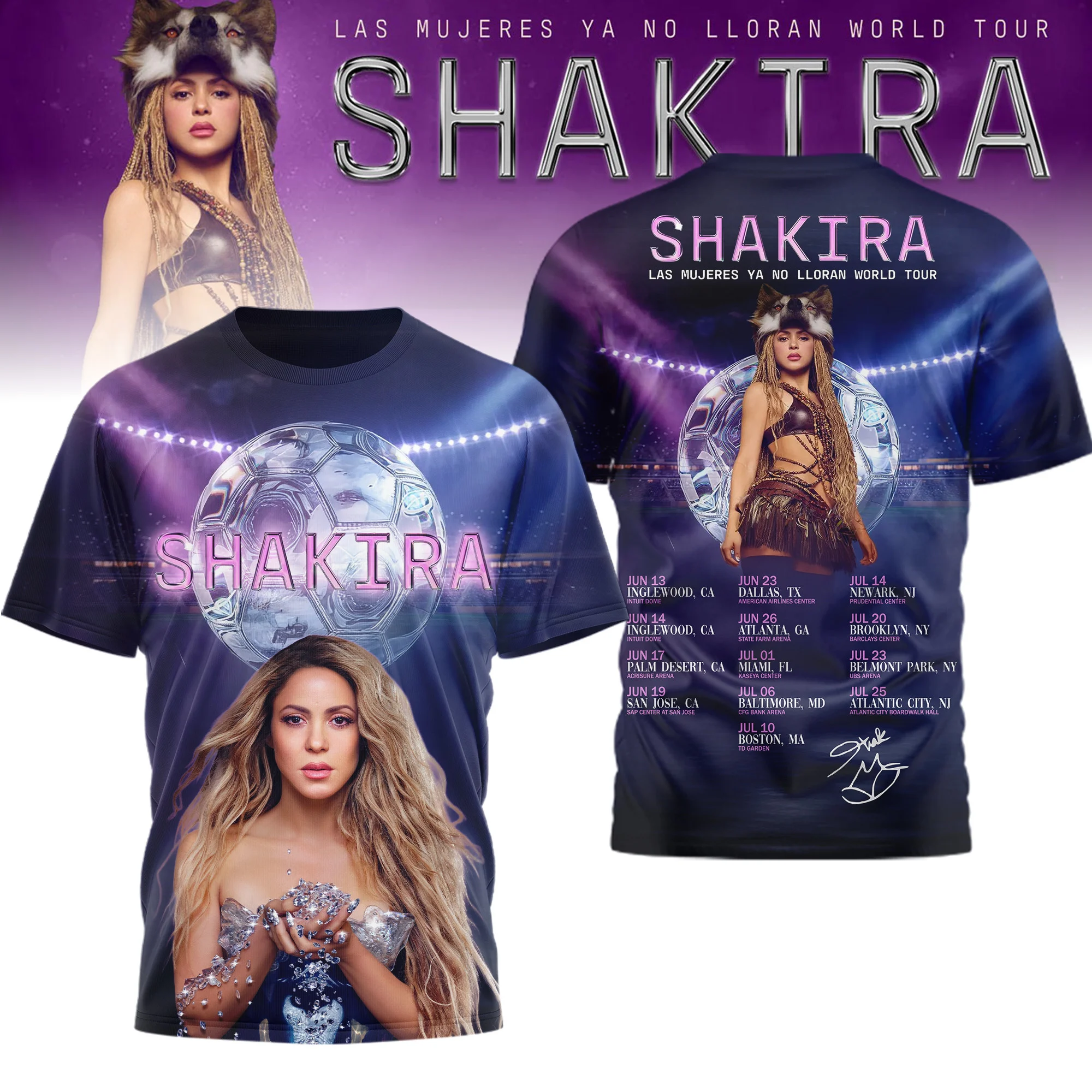 Shakira Las Mujeres Ya No Lloran World Tour T-Shirt - Front View