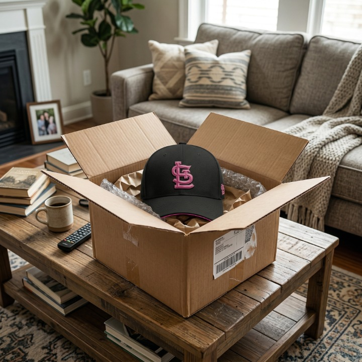 St. Louis Cardinals Black and Pink Tie Dye Cap - Detail View