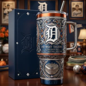 Detroit Tigers Established 1901 Detroit Baseball Heritage Ornate Tumbler