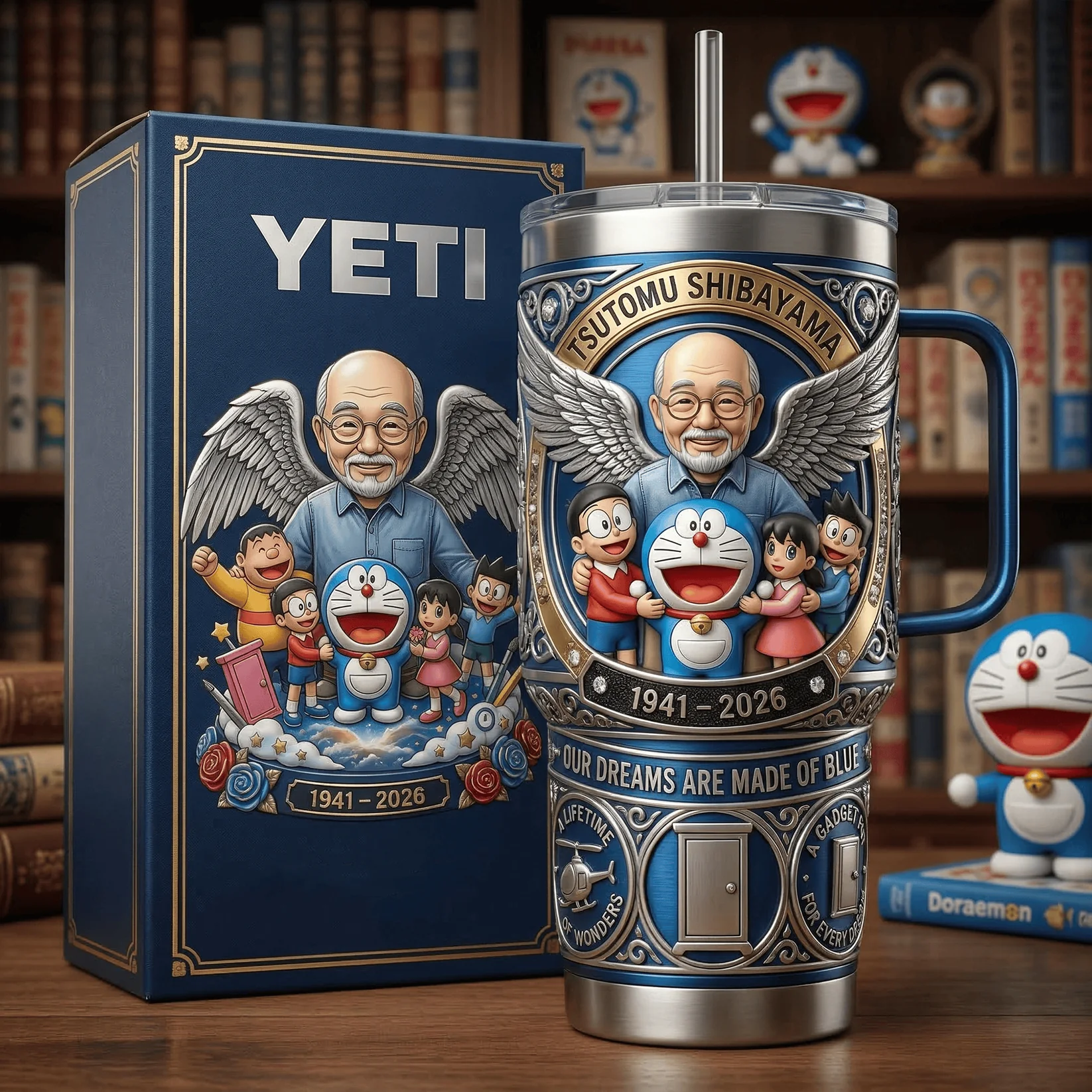 Doraemon Tsutomu Shibayama Tribute Memorial 1941-2026 Tumbler - Front View