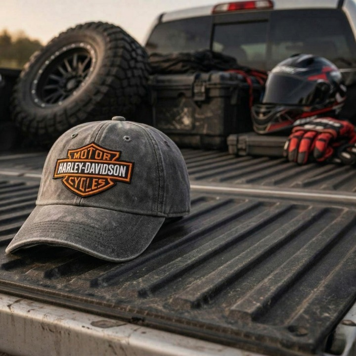 Harley-Davidson Motor Cycles Bar and Shield Logo Distressed Baseball Cap - Detail View