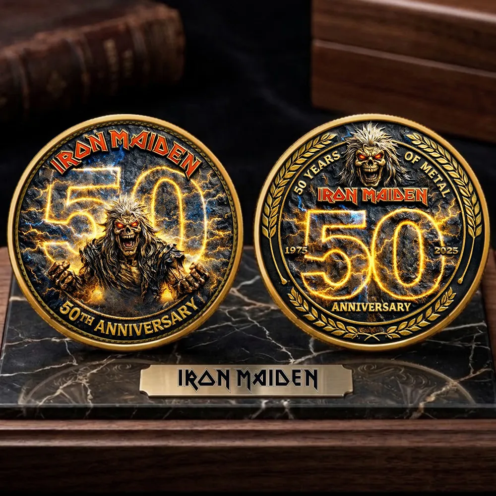 Iron Maiden 50th Anniversary 1975-2025 Commemorative Coin - Detail View
